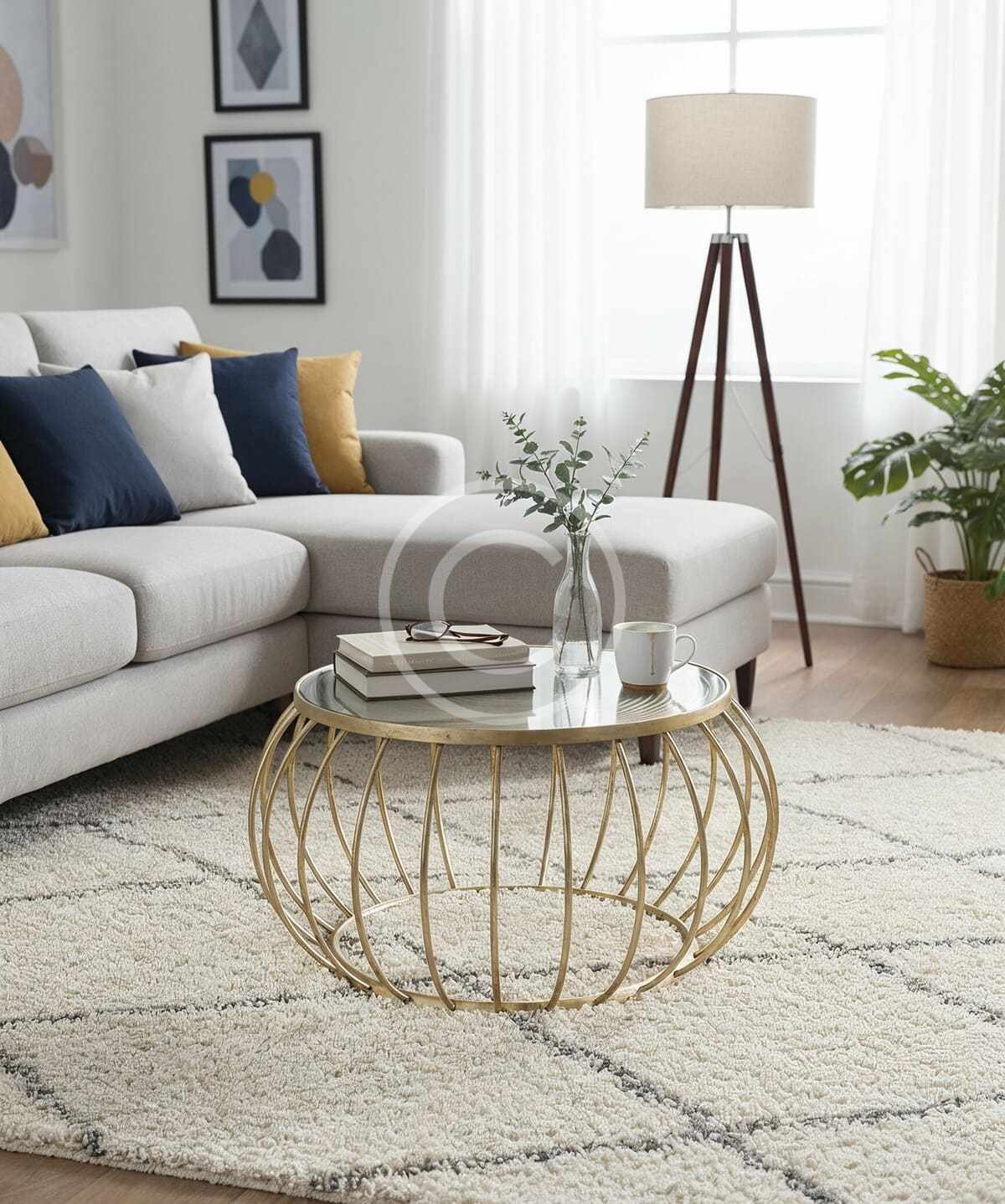 Gold wire base coffee table - Imatge 2